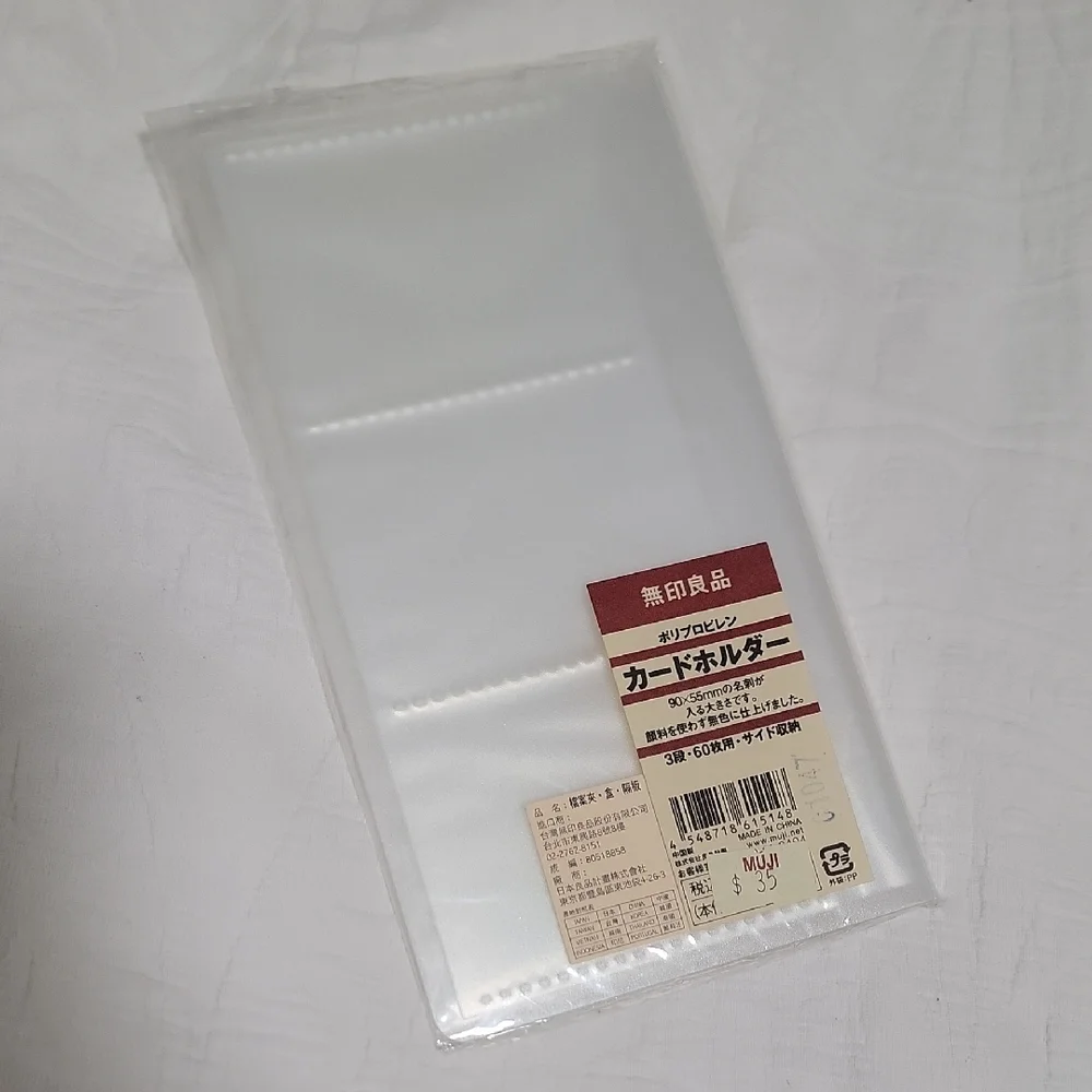 New Muji Japanese Made In Japan Clear 60 Cards Holder Folder With Label Stickers
